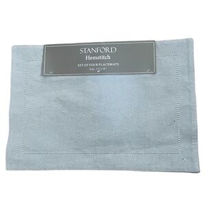 Stanford Hemstitch Gray Placemats Set of Four NWT